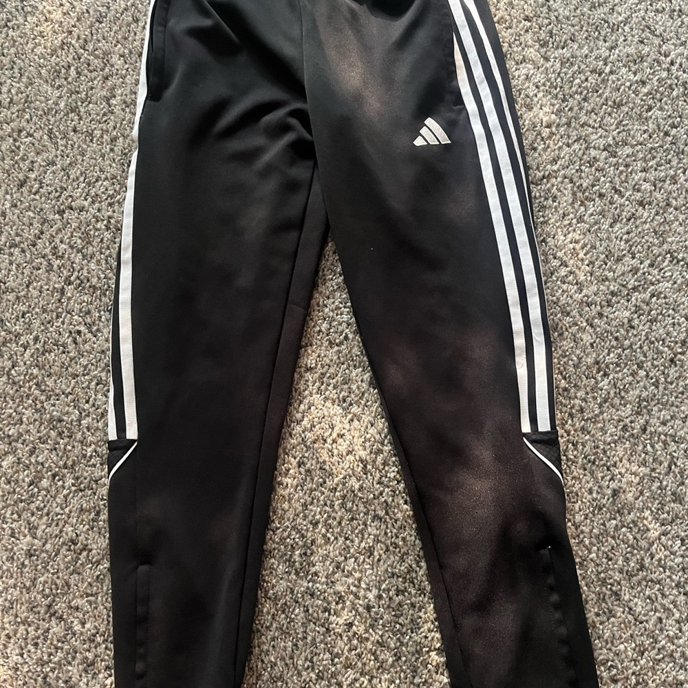 Adidas Kids Black Joggers with White Stripes